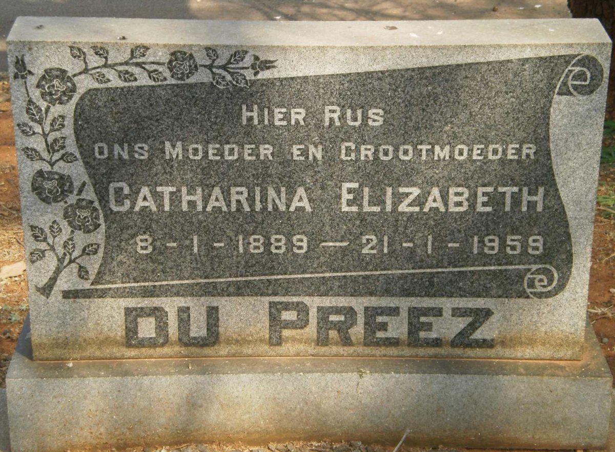 PREEZ Catharina Elizabeth, du 1889-1959