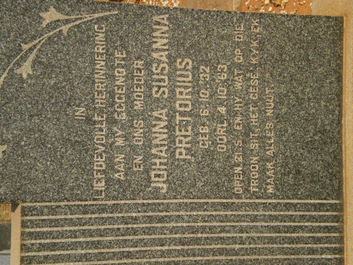 PRETORIUS Johanna Susanna 1932-1963