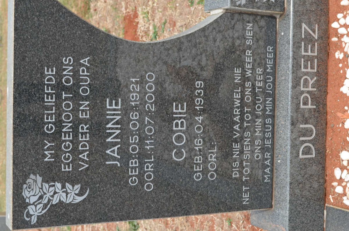 PREEZ Jannie, du 1921-2000 &amp; Cobie 1939-