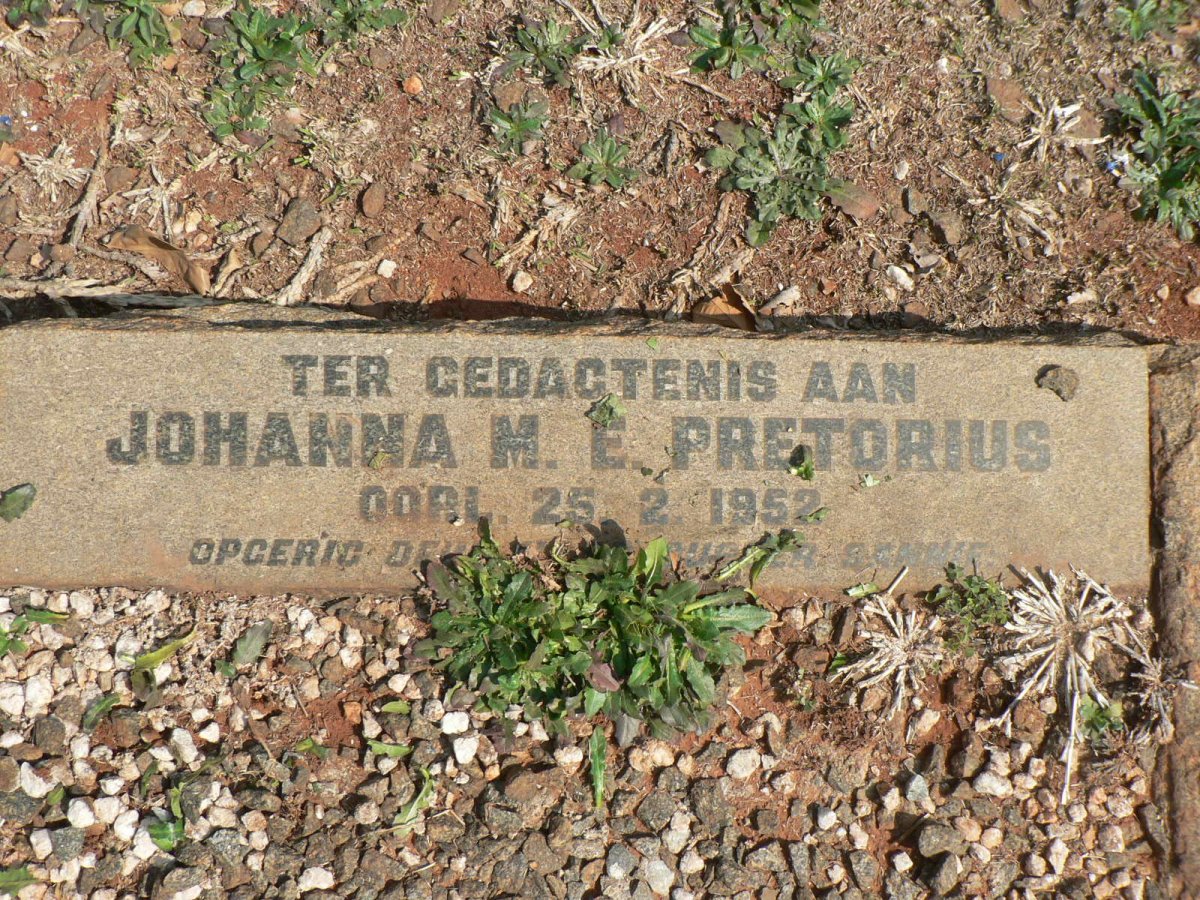 PRETORIUS Johanna M.E. -1952