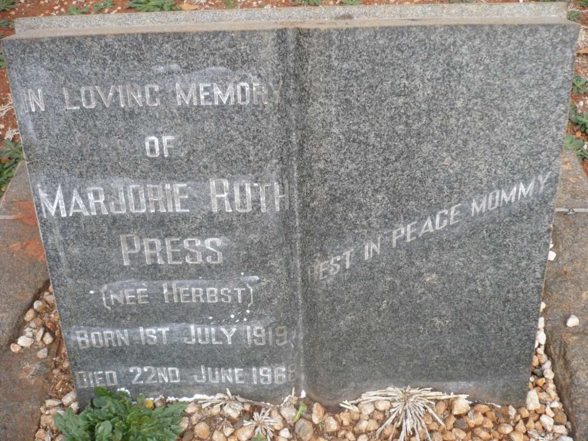 PRESS Marjorie Ruth nee HERBST 1919-1968