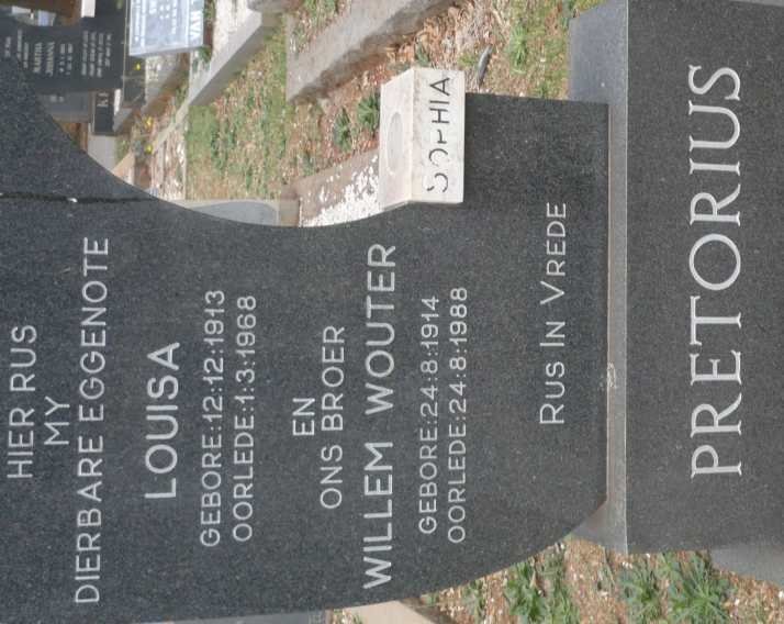 PRETORIUS Willem Wouter 1914-1988 &amp; Louisa 1913-1968