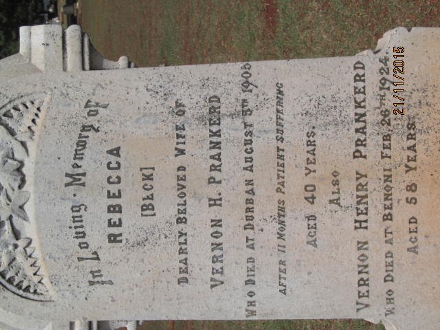 PRANKERD Vernon Henry -1924 &amp; Rebecca SUBLET -1905