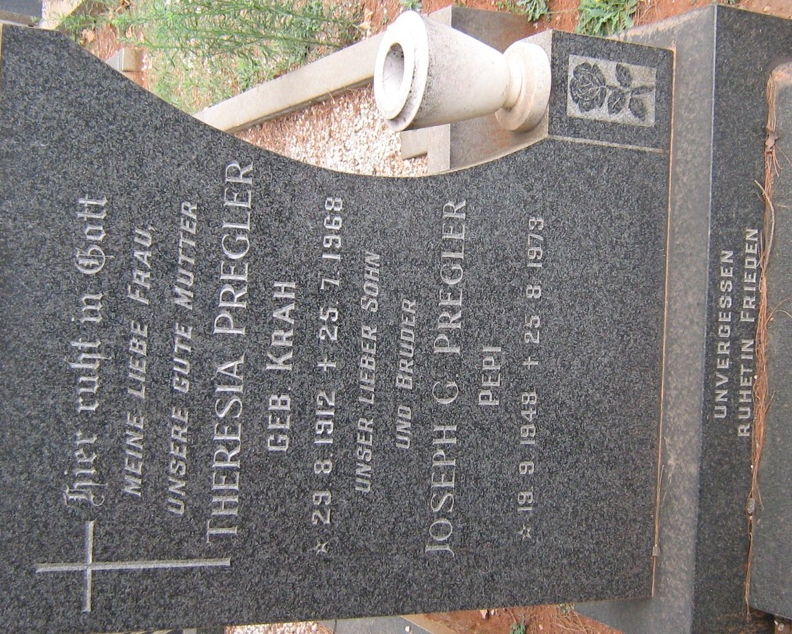 PREGLER Theresia nee KRAH 1912-1968 :: PREGLER Joseph G. 1948-1973