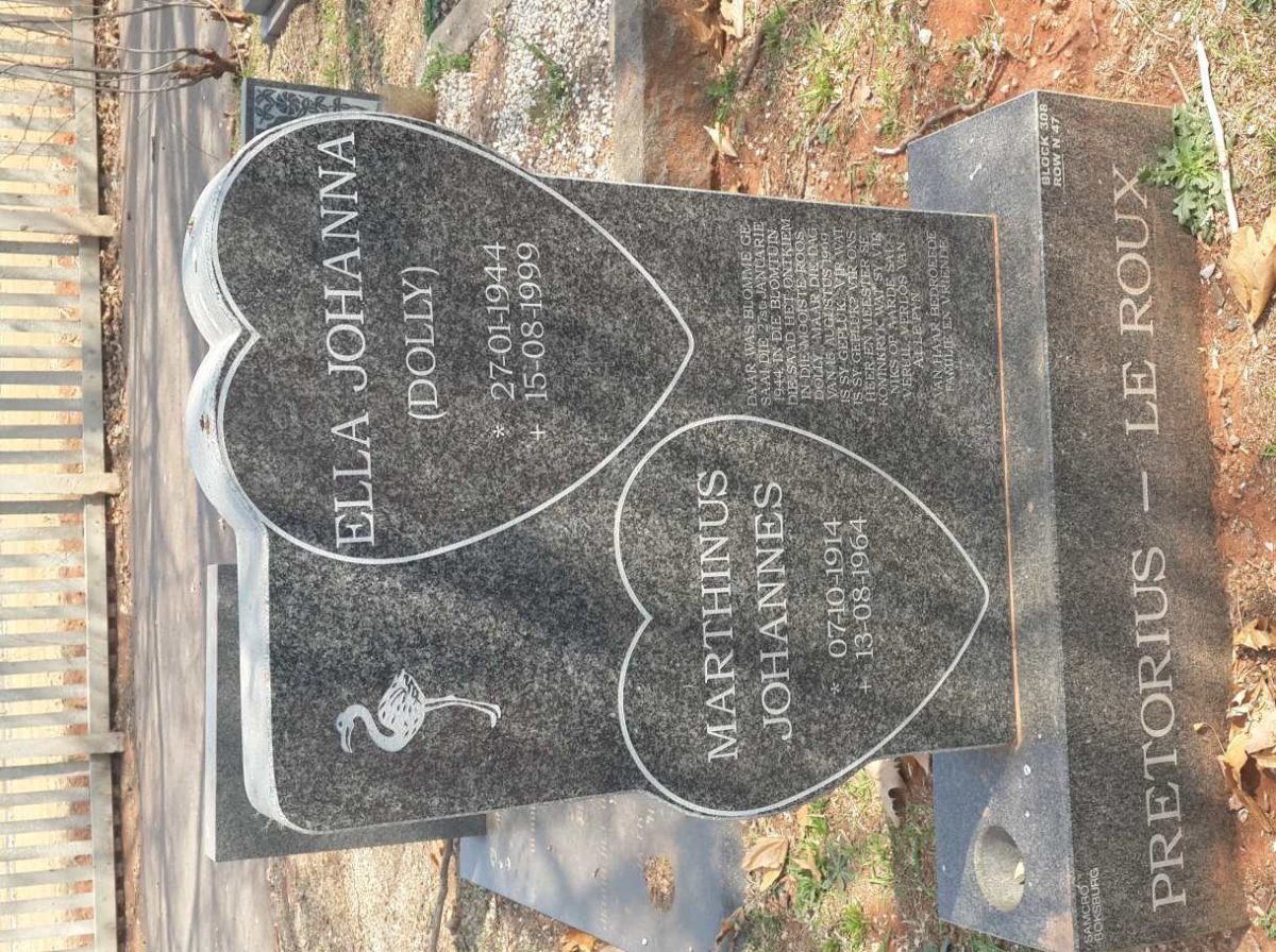 PRETORIUS Marthinus Johannes 1914-1964 :: LE ROUX Ella Johanna 1944-1999