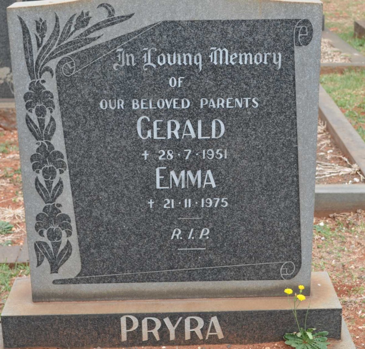 PRYRA Gerald -1951 &amp; Emma -1975
