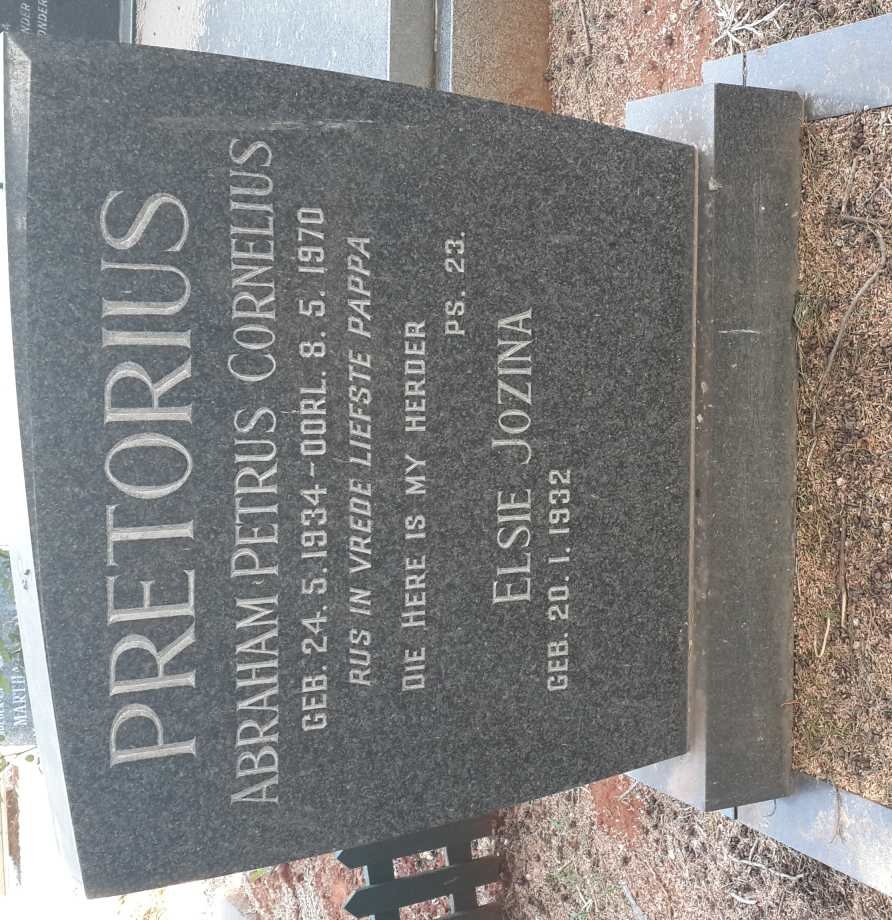 PRETORIUS Abraham Petrus Cornelius 1934-1970 &amp; Elsie Jozina 1932-
