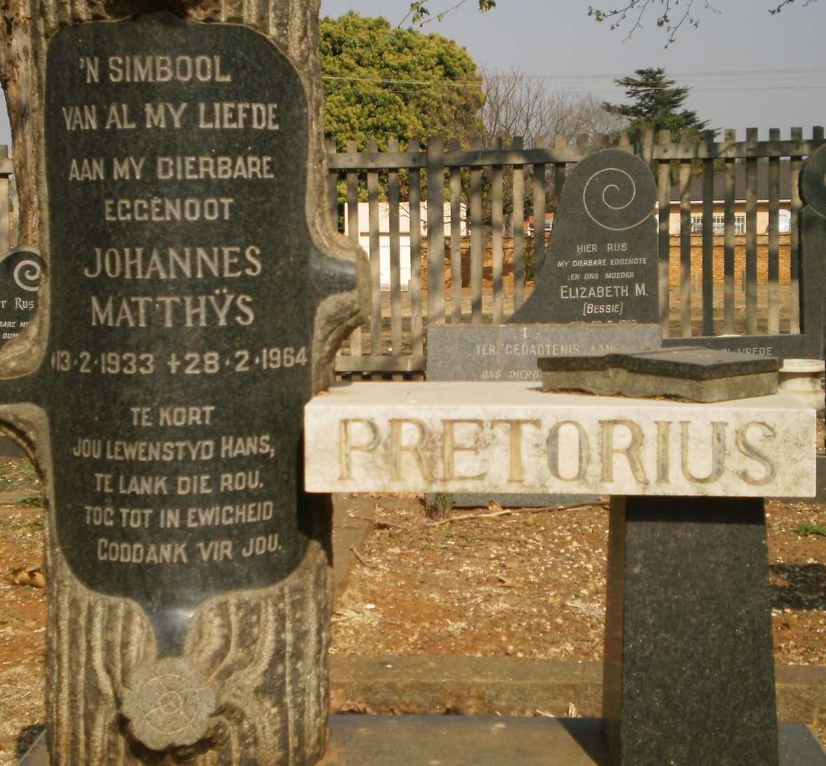 PRETORIUS Johannes Matthÿs 1933-1964