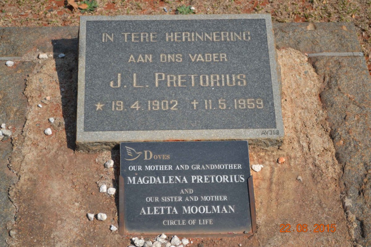 PRETORIUS J.L. 1902-1959 &amp; Magdalena :: MOOLMAN Aletta
