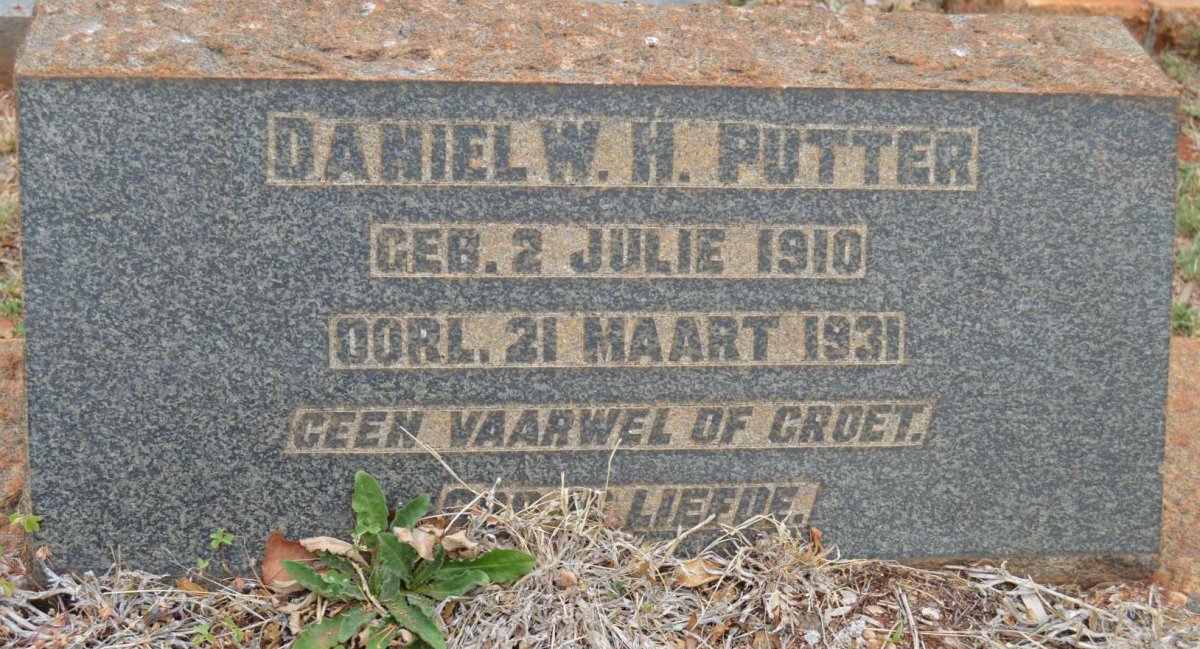 PUTTER Daniel W.H. 1910-1931