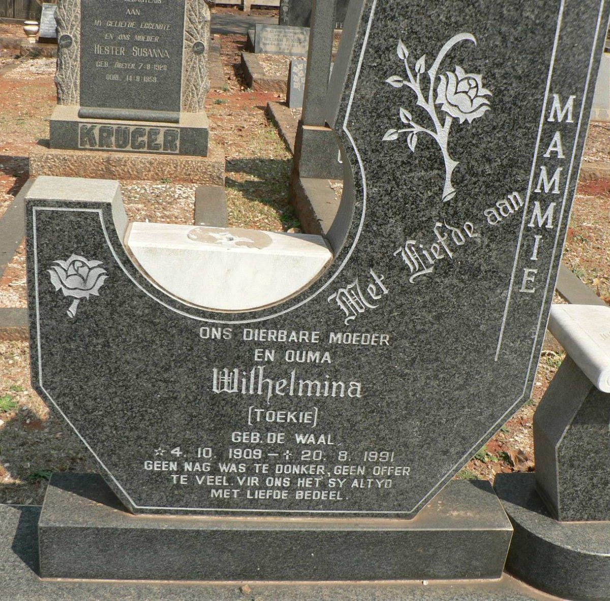 PUTTER Wilhelmina nee DE WAAL 1909-1991