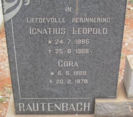 RAUTENBACH Ignatius Leopold 1885-1966 &amp; Cora 1888-1978