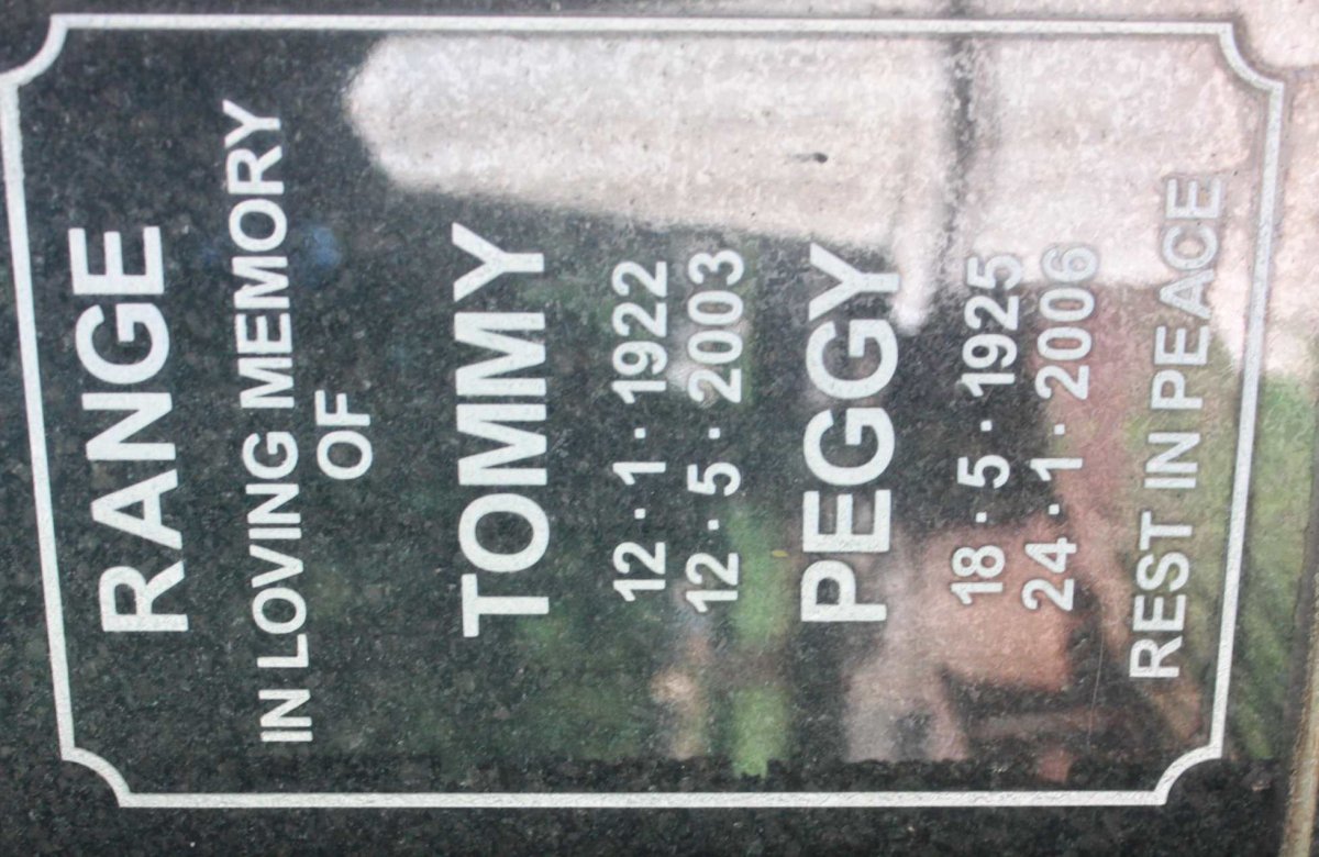 RANGE Tommy 1922-2003 &amp; Peggy 1925-2006