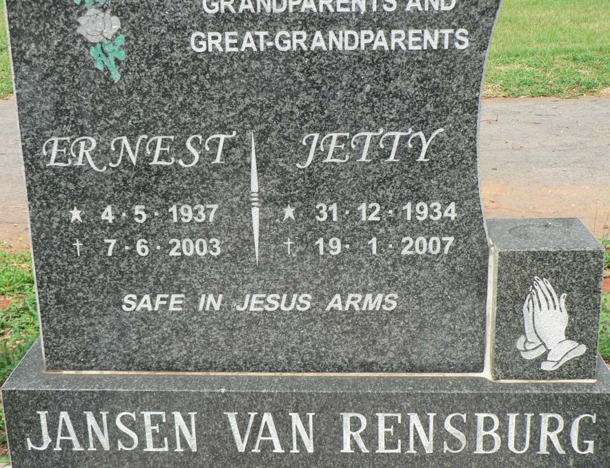 RENSBURG Ernest, Jansen van 1937-2003 &amp; Jetty 1934-2007