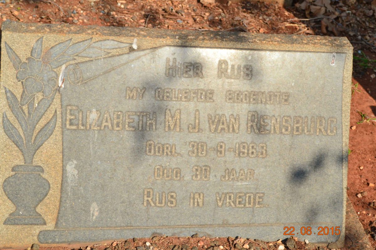 RENSBURG Elizabeth M., J. van -1968