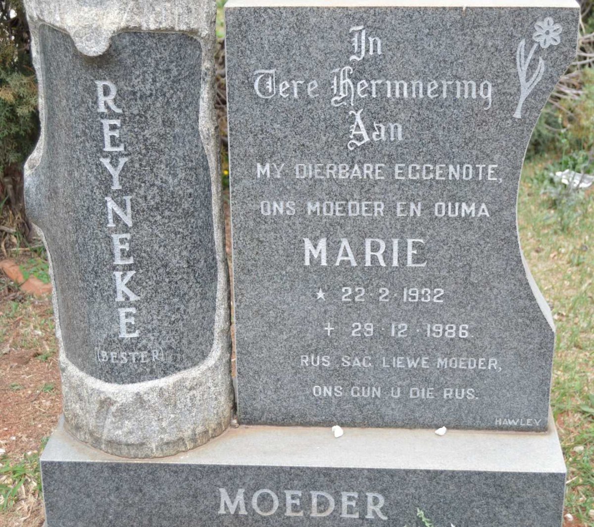 REYNEKE Marie nee BESTER 1932-1986