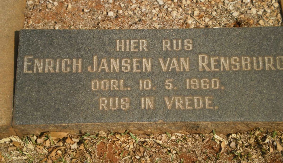 RENSBURG Enrich, Jansen van -1960