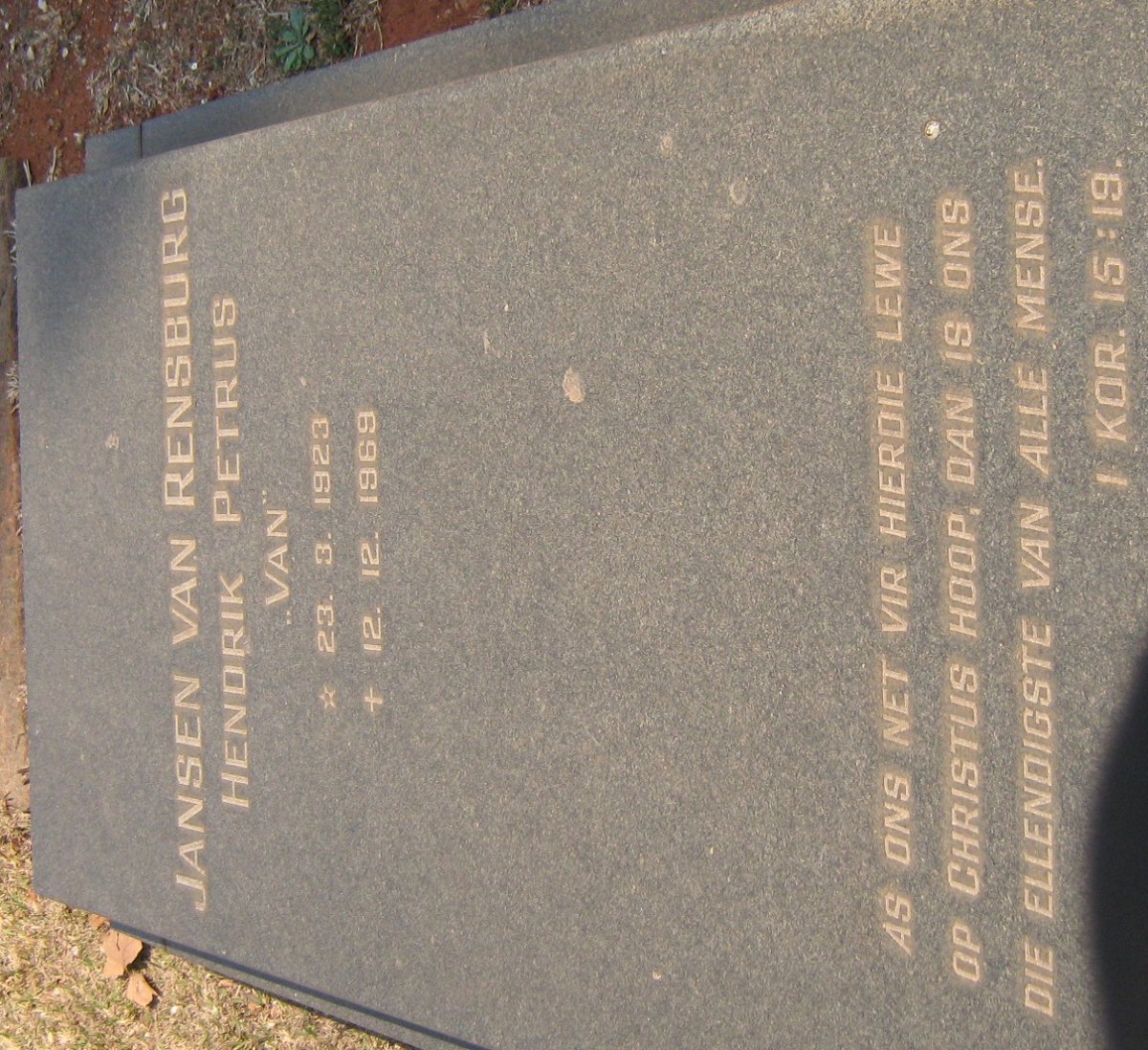 RENSBURG Hendrik Petrus, Jansen van 1923-1969