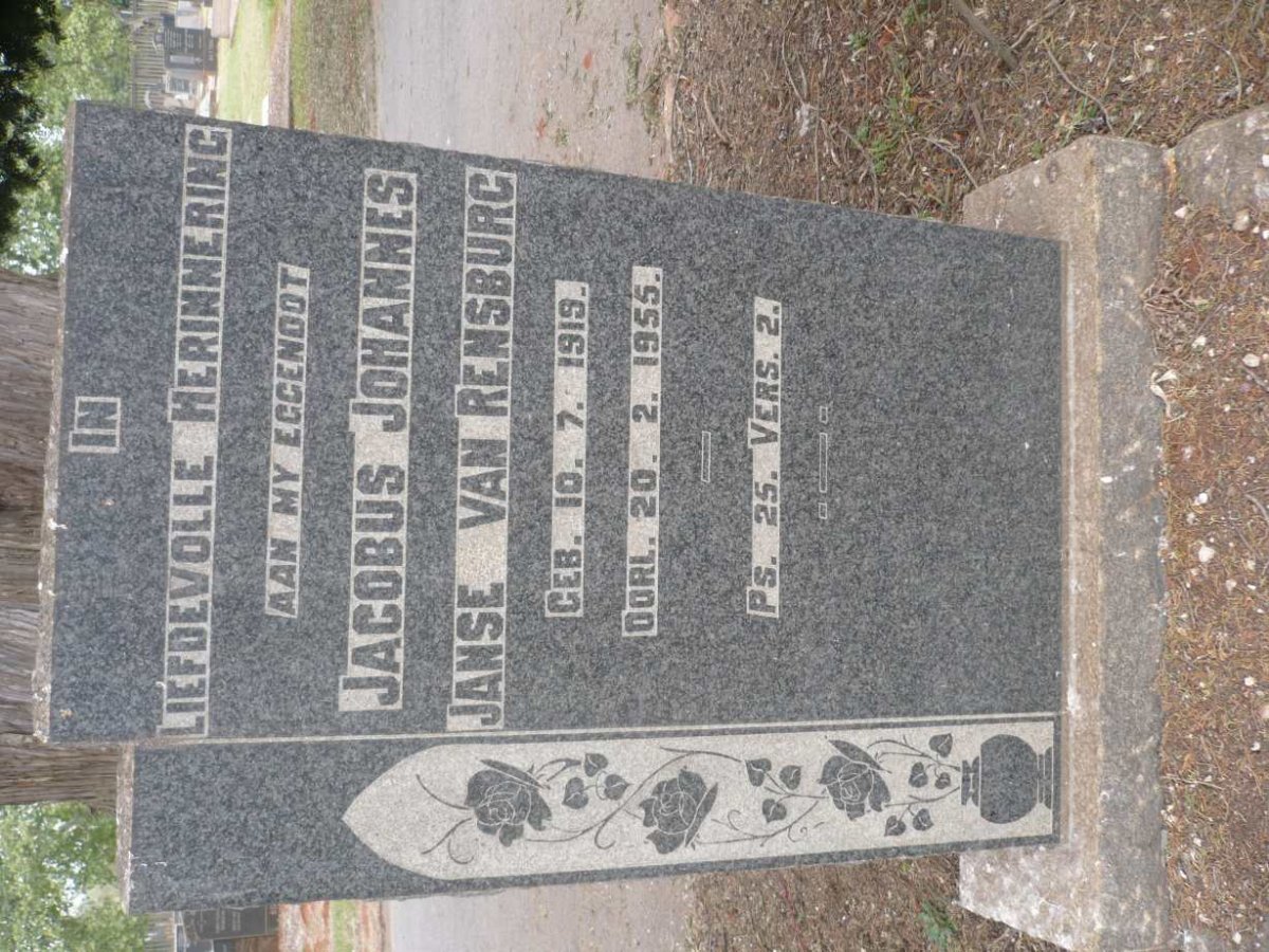 RENSBURG Jacobus Johannes, Janse van 1919-1955