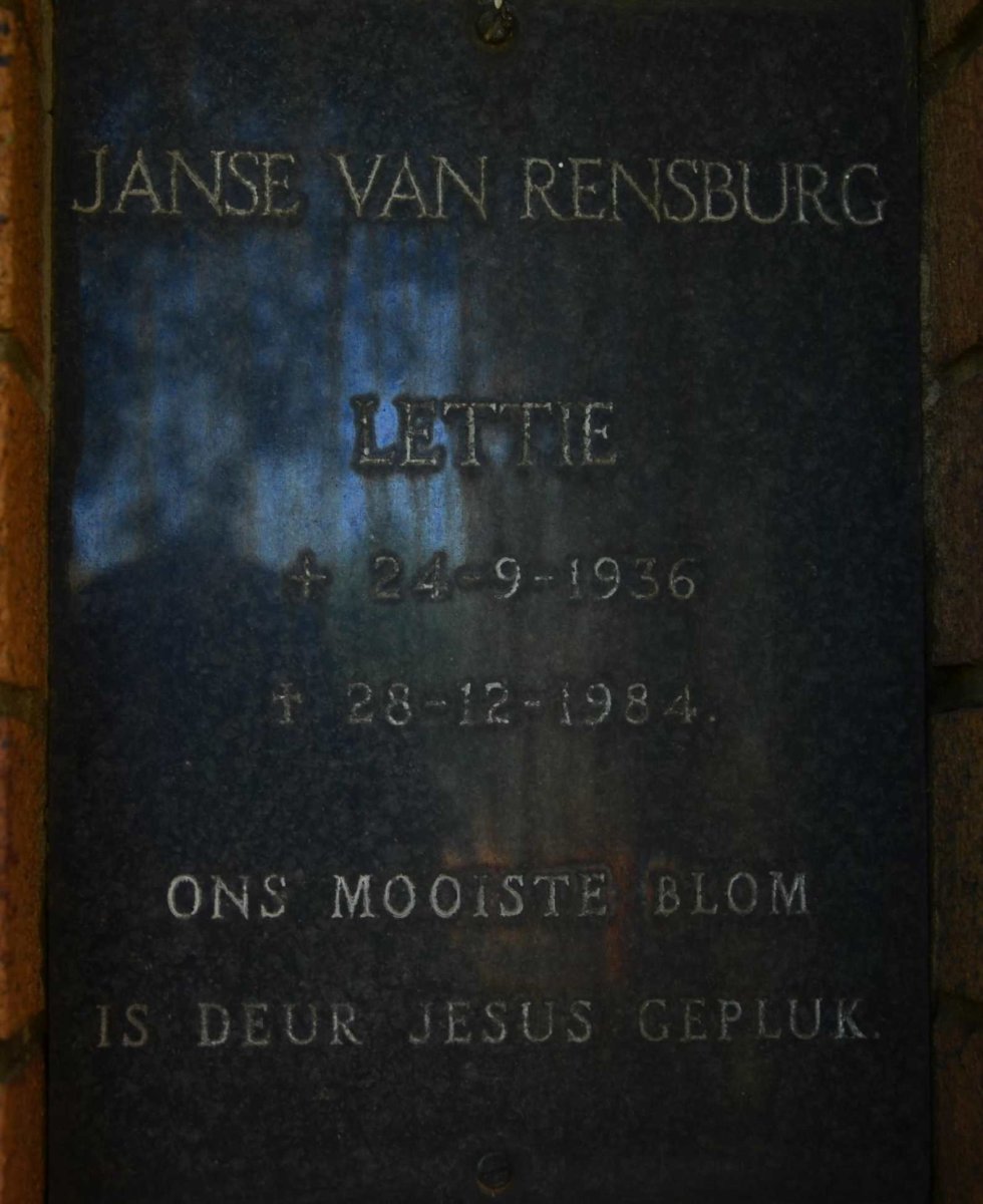 RENSBURG Lettie, Janse van 1936-1984