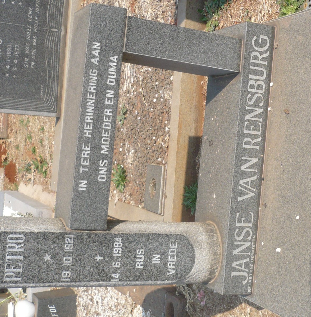 RENSBURG Petro, Janse van 1921-1984