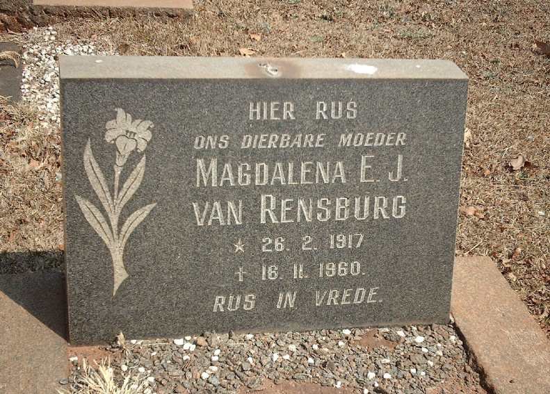 RENSBURG Magdalena E., J. van 1917-1960