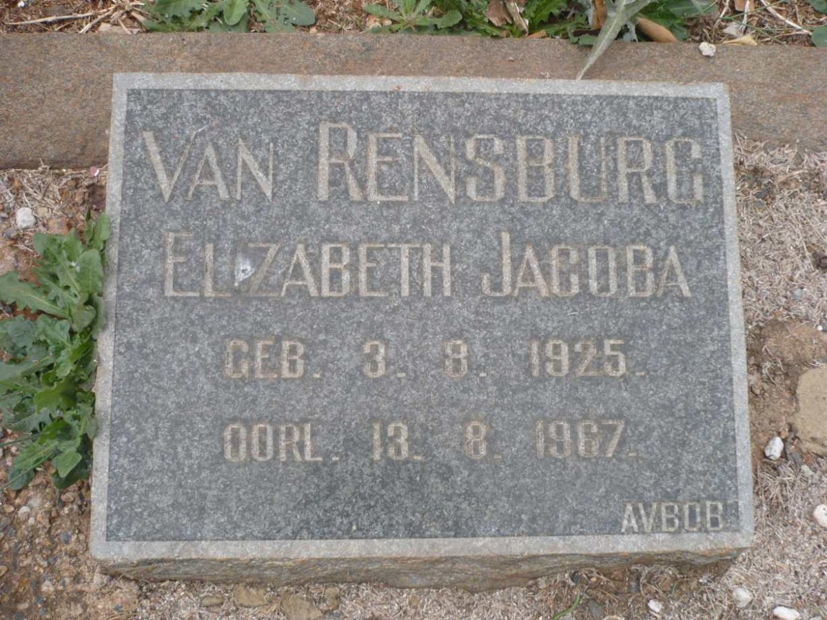 RENSBURG Elizabeth Jacoba, van 1925-1967