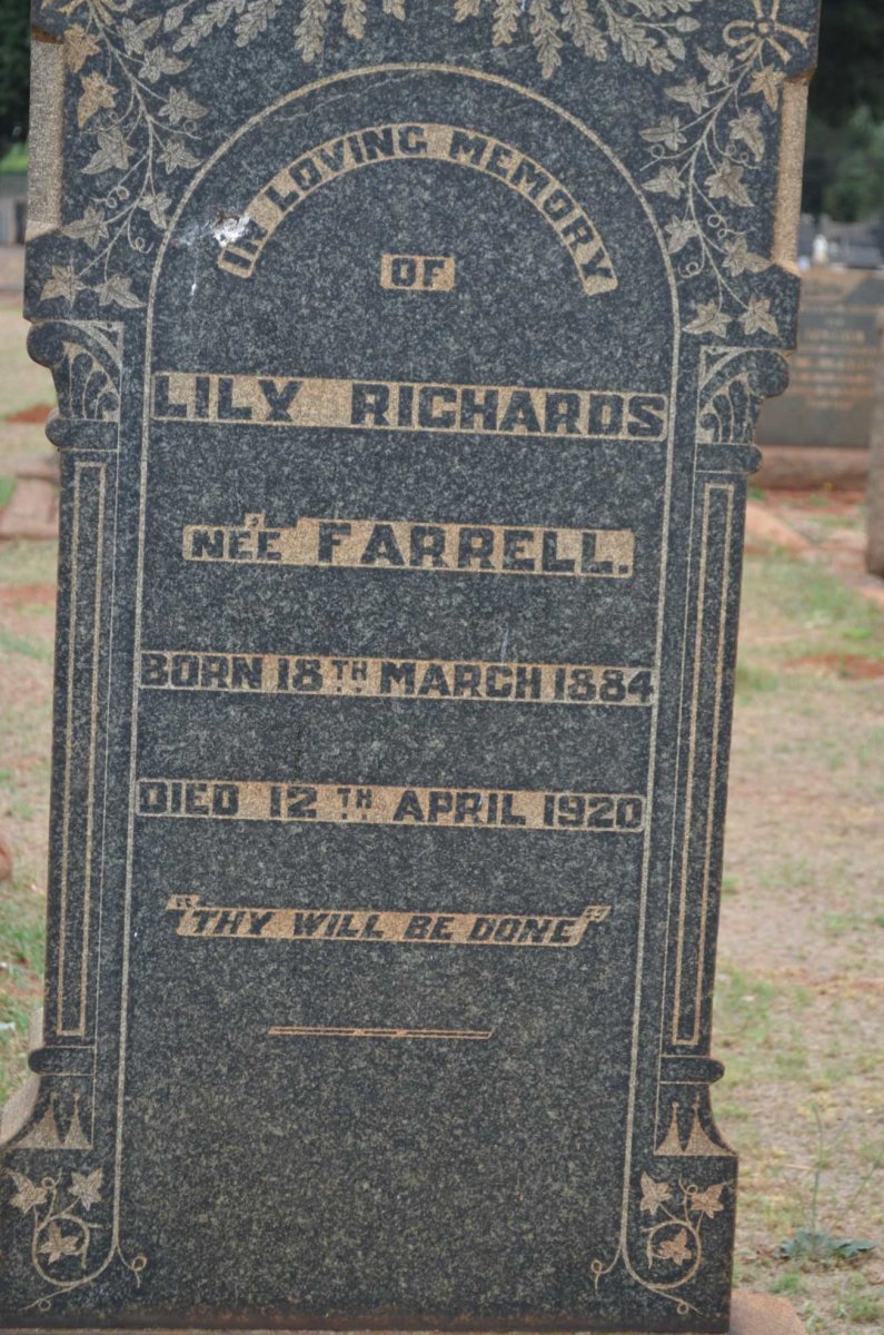 RICHARDS Lily nee FARRELL 1884-1920