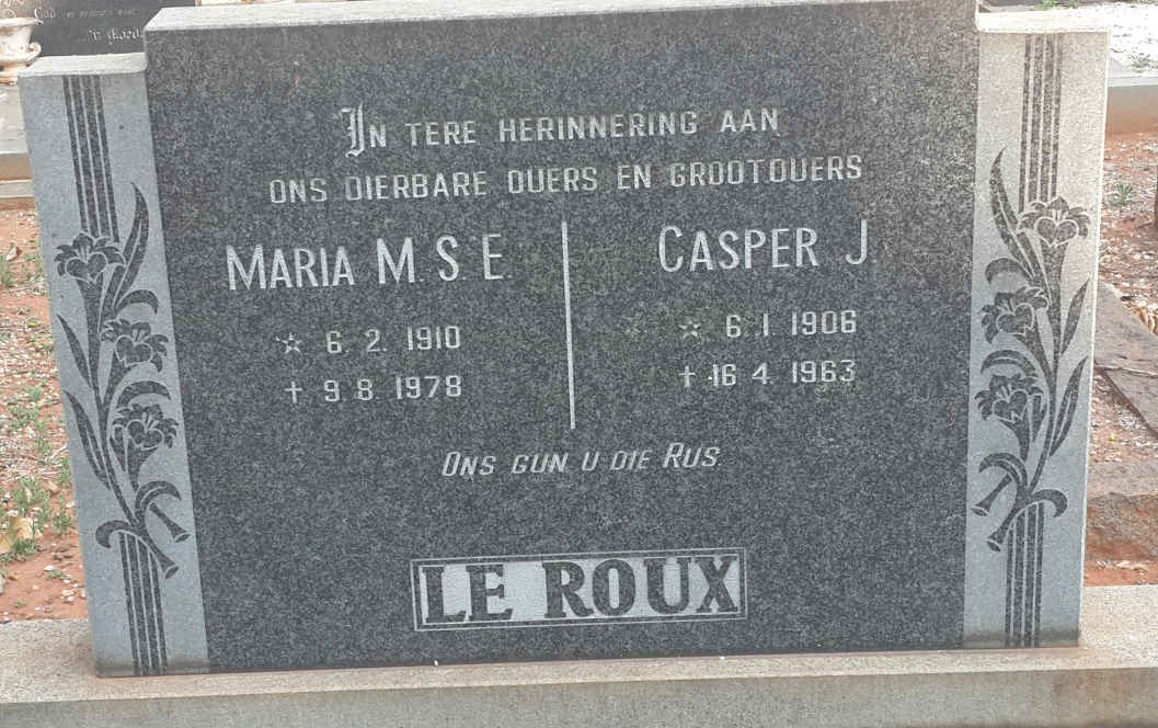 ROUX Casper J., le 1906-1963 &amp; Maria M.S.E. 1910-1978