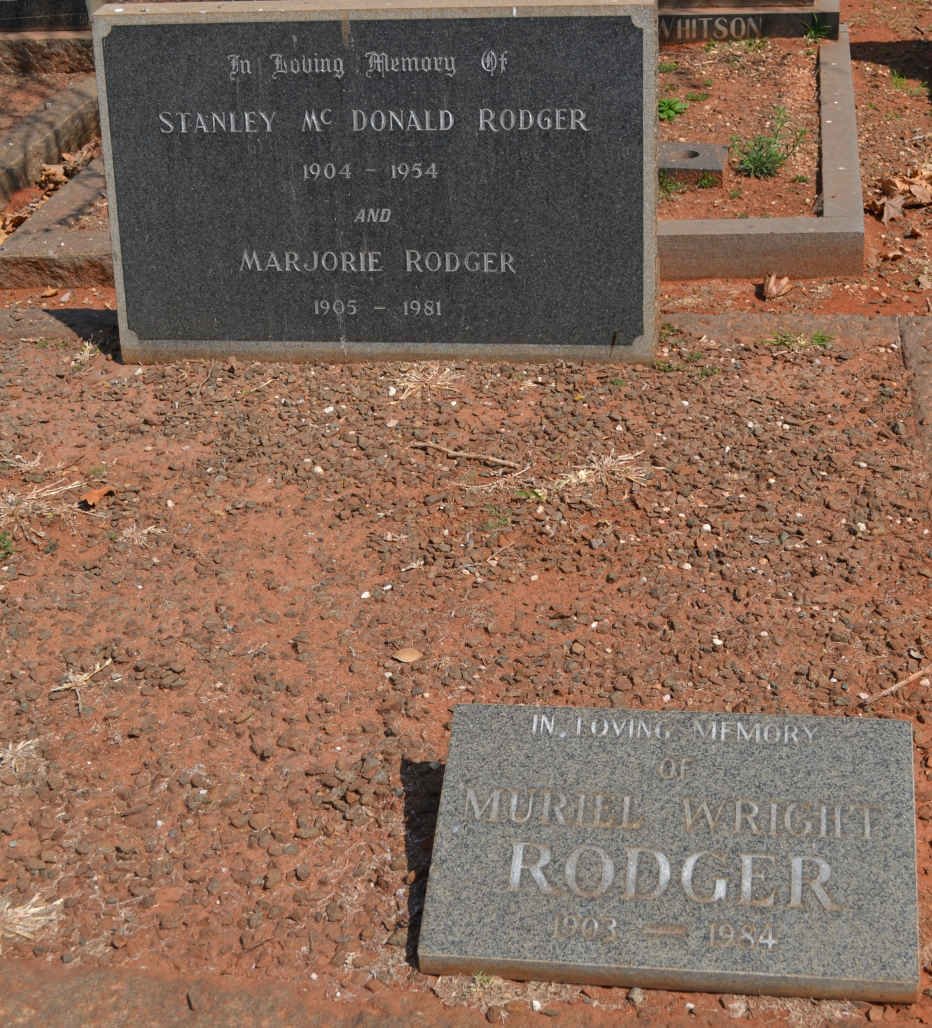 RODGER Muriel Wright 1903-1984 :: RODGER Stanley Mc Donald 1904-1954 &amp; Marjorie 1905-1981