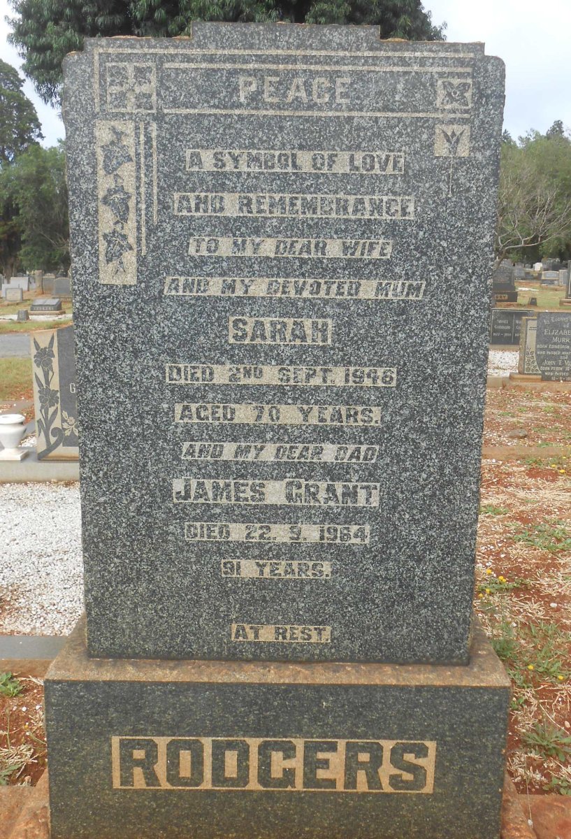 RODGERS James Grant -1964 &amp; Sarah -1946