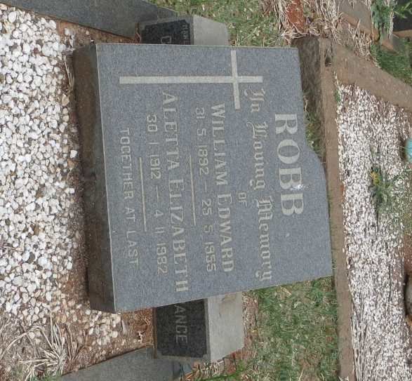 ROBB William Edward 1892-1955 &amp; Aletta Elizabeth 1912-1982