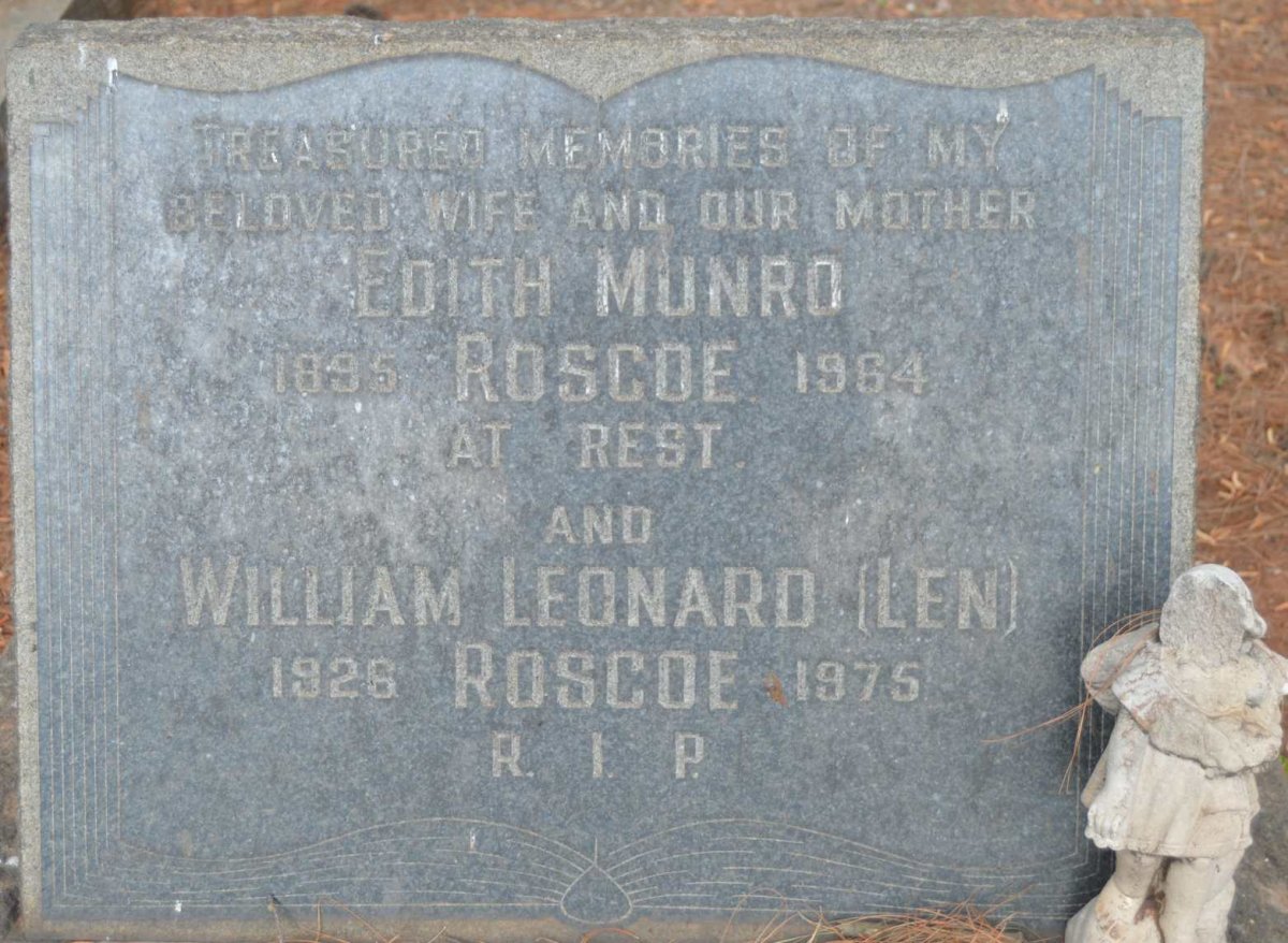 ROSCOE Edith Munro 1895-1964 :: ROSCOE William Leonard 1926-1975