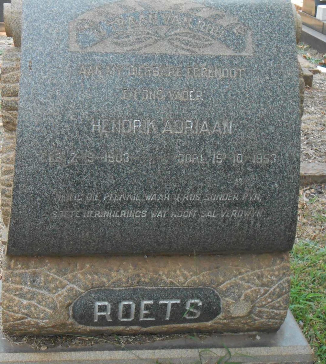 ROETS Hendrik Adriaan 1903-1953