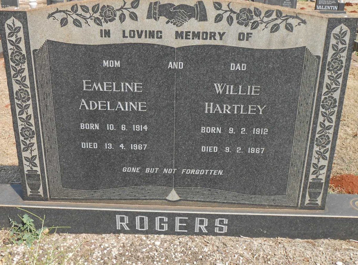 ROGERS Willie Hartley 1912-1967 &amp; Emeline Adelaine 1914-1967