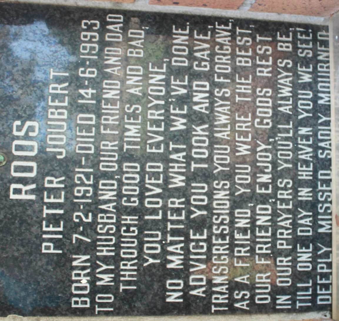 ROOS Pieter Joubert 1921-1993