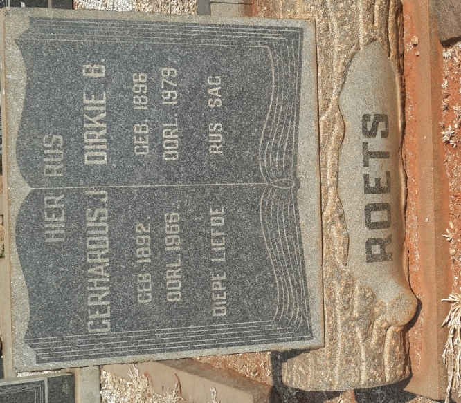 ROETS Gerhardus J. 1892-1966 &amp; Dirkie B. 1896-1979