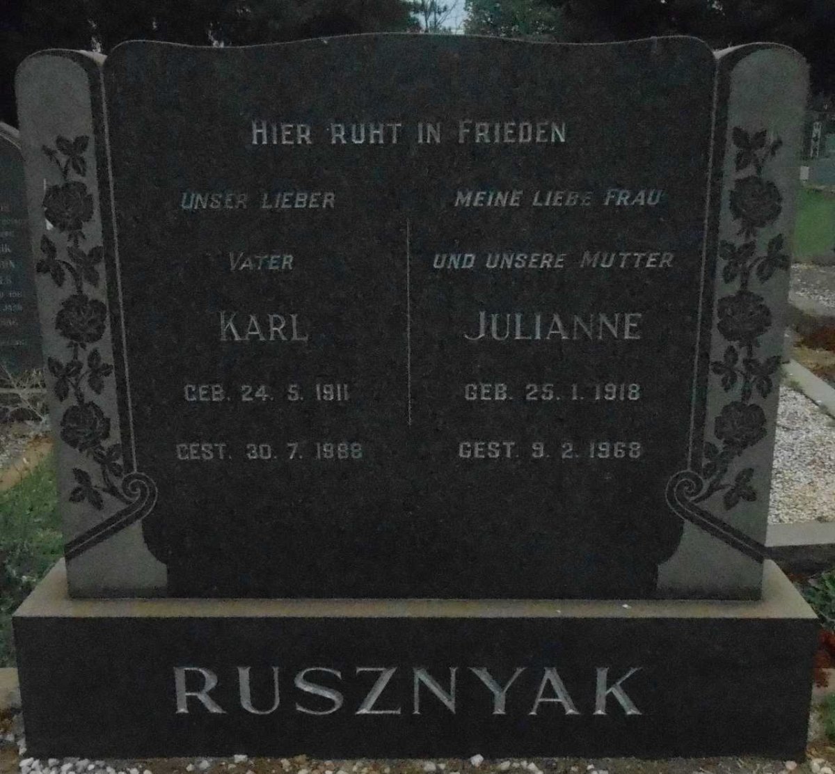RUSZNYAK Karl 1911-1988 &amp; Julianne 1918-1968