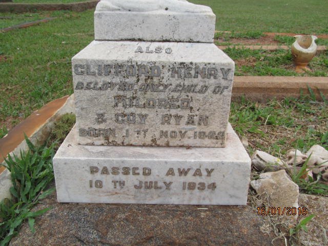 RYAN Clifford Henry 1923-1934