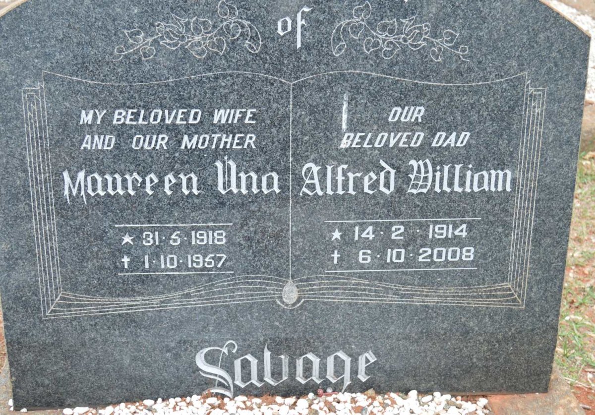 SAVAGE Alfred William 1914-2008 &amp; Maureen Una 1918-1957