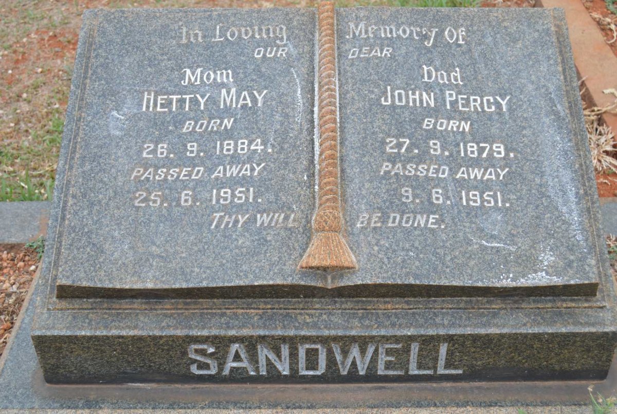 SANDWELL John Percy 1879-1951 &amp; Hetty May 1884-1951