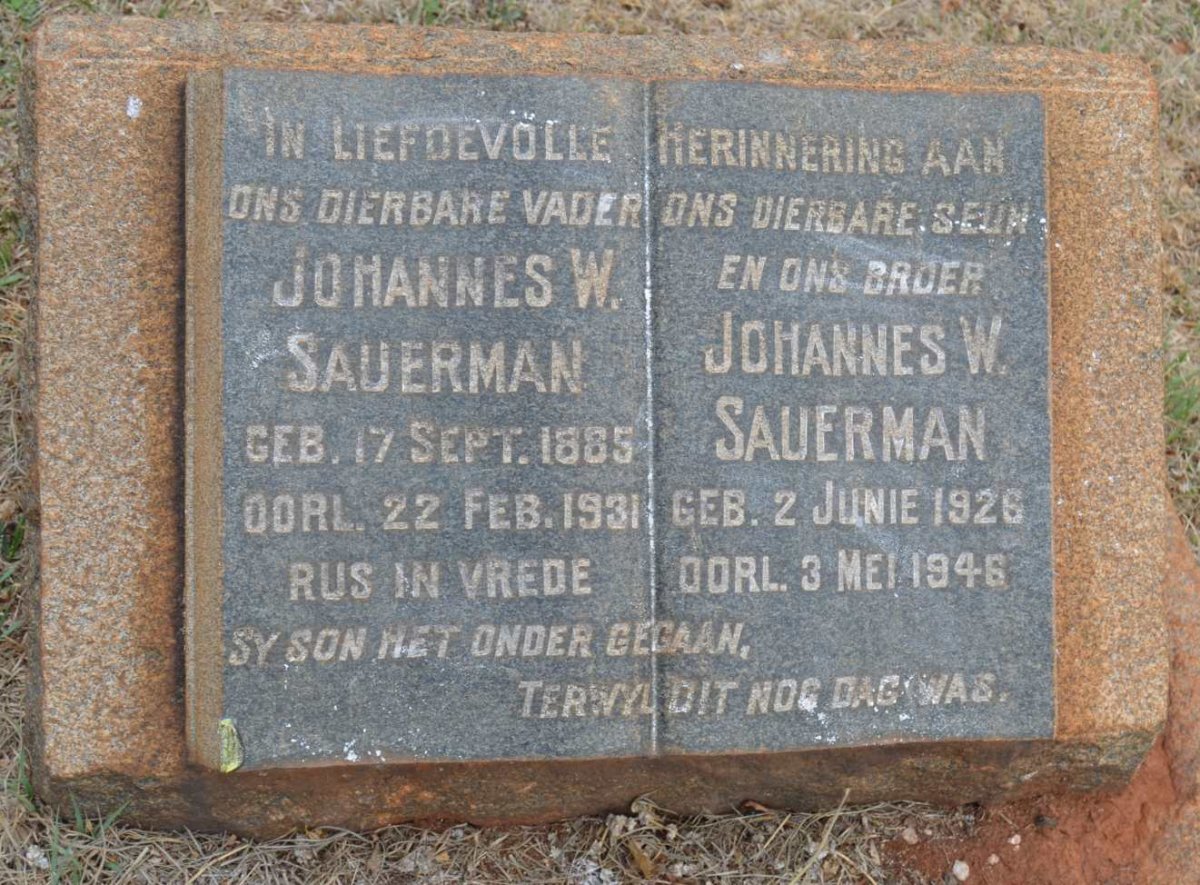 SAUERMAN Johannes W. 1885-1931 :: SAUERMAN Johannes W. 1926-1946