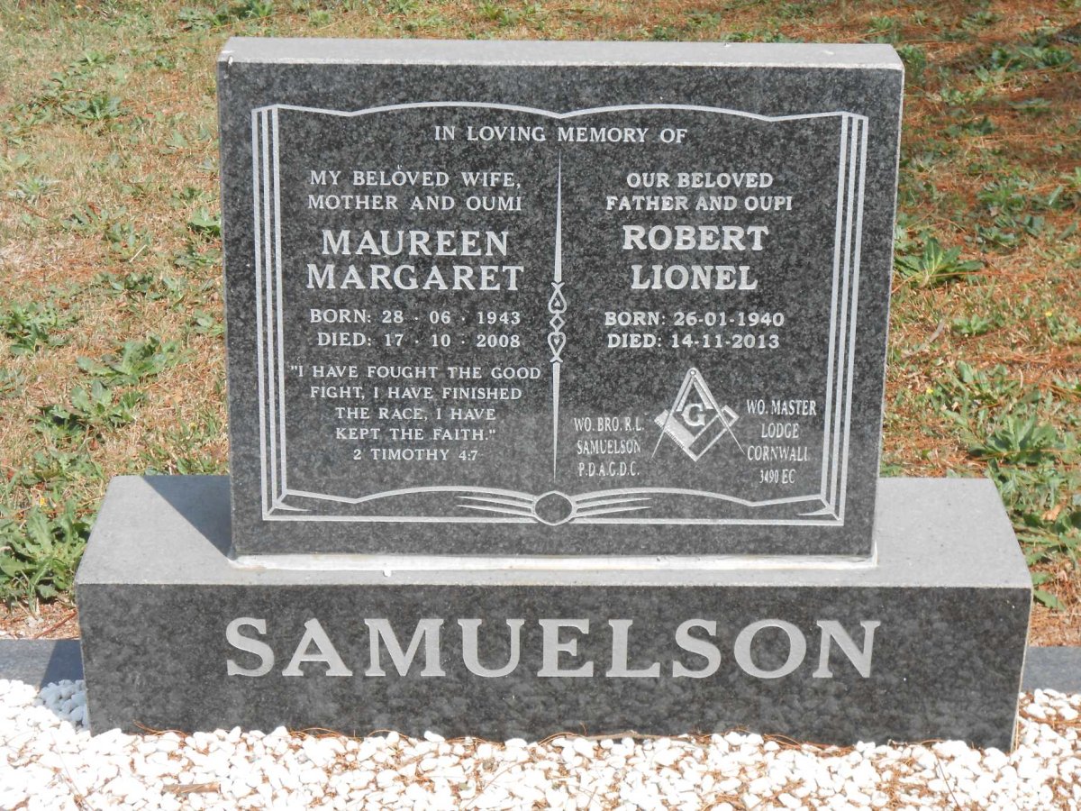 SAMUELSON Robert Lionel 1940-2013 &amp; Maureen Margaret 1943-2008