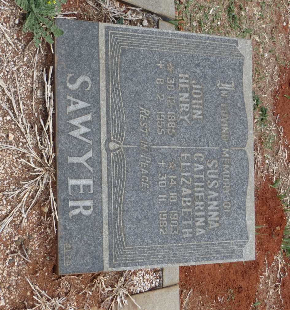 SAWYER John Henry 1885-1955 &amp; Susanna Catherina Elizabeth 1903-1982