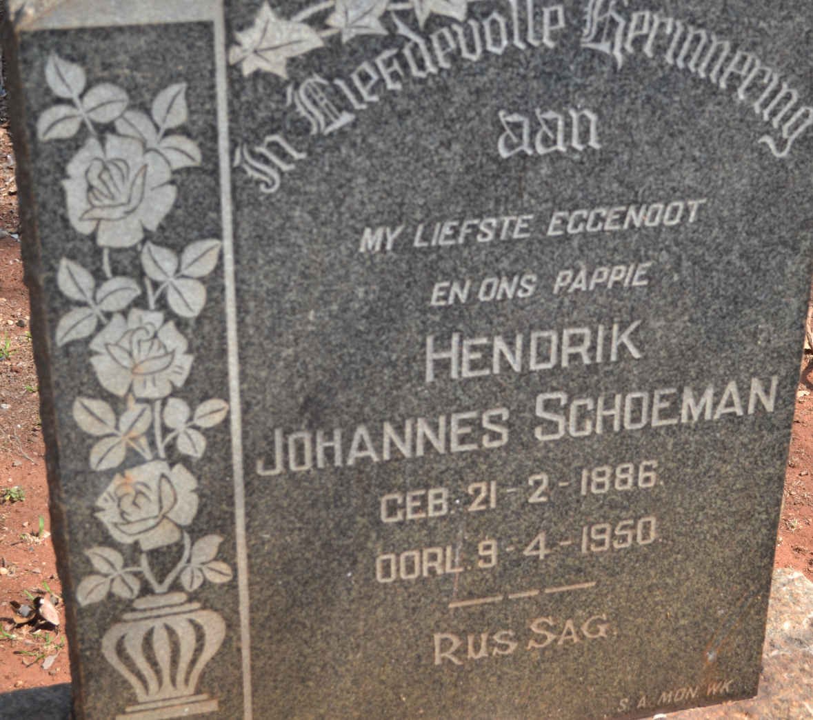 SCHOEMAN Hendrik Johannes 1886-1950