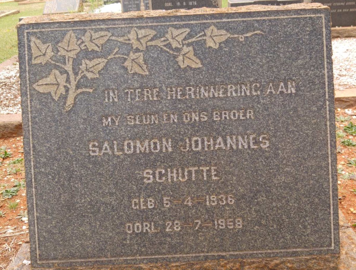 SCHUTTE Salomon Johannes 1936-1958