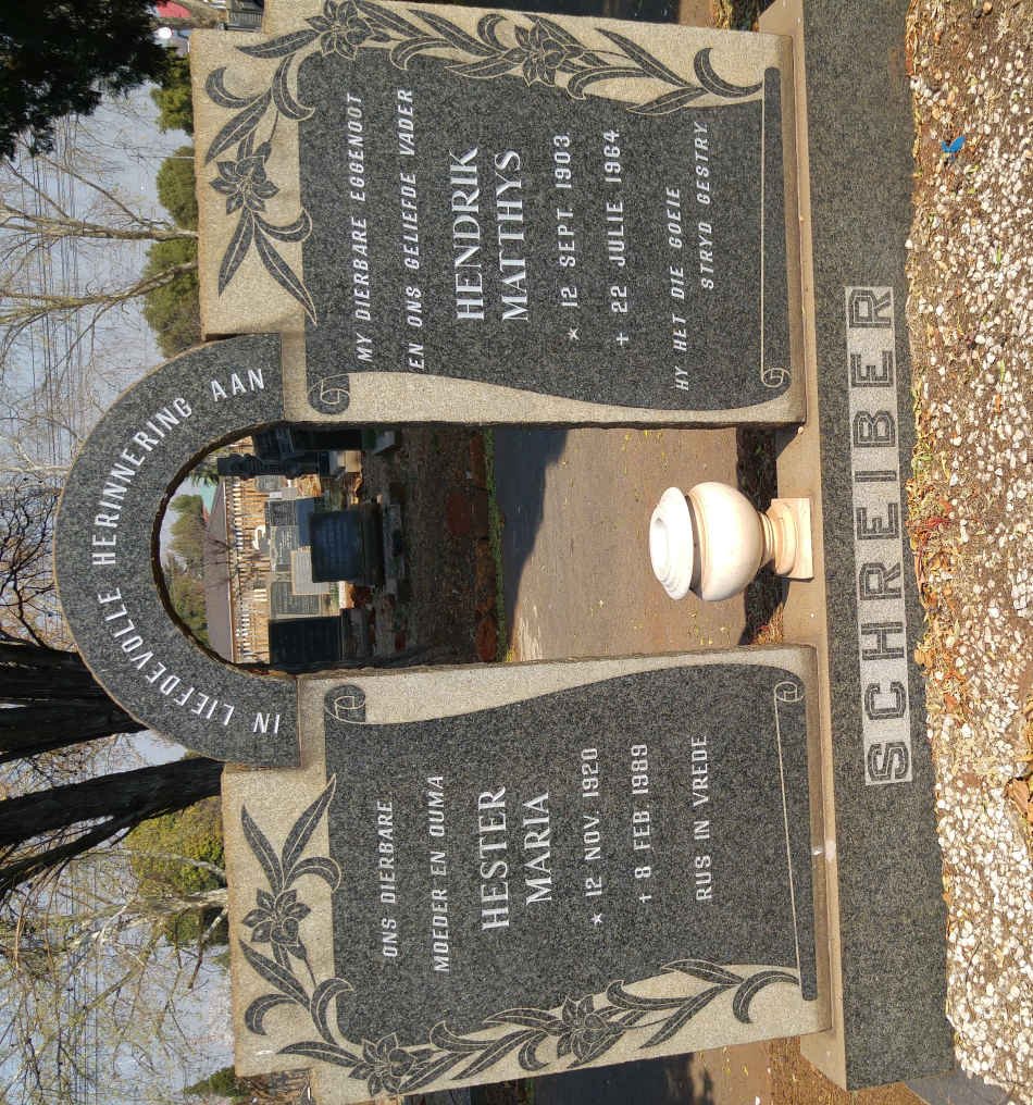 SCHREIBER Hendrik Matthys 1903-1964 &amp; Hester Maria 1920-1989
