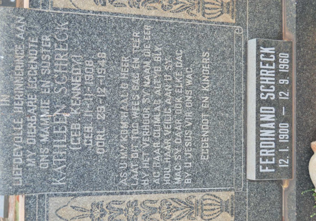 SCHRECK Ferdinand 1900-1960 &amp; Kathleen KENNEDY 1908-1948