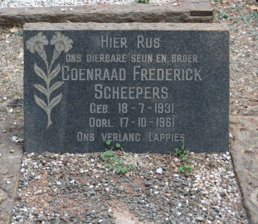 SCHEEPERS Coenraad Frederick 1931-1961