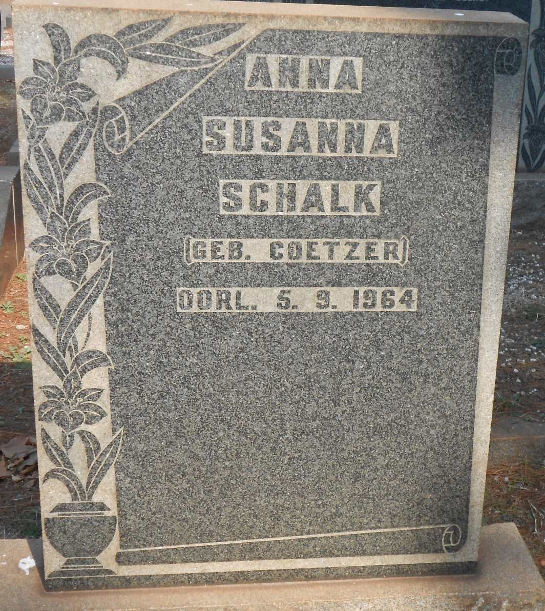 SCHALK Anna Susanna nee COETZER -1964